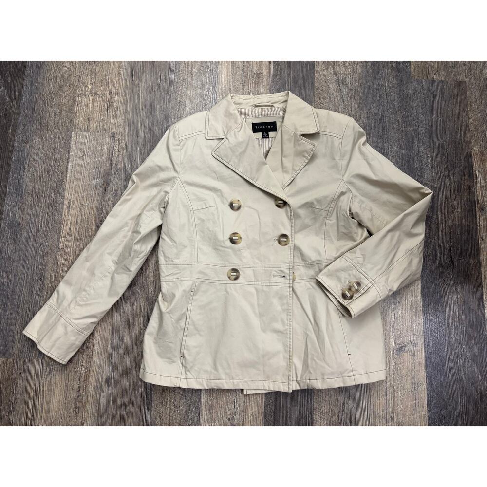 Braetan Womens Tan Khaki Double Breasted Cotton Trench Jacket Coat Size Large
